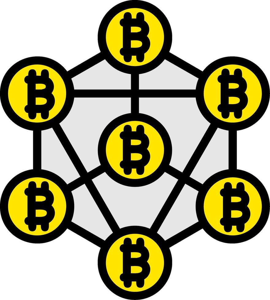 Blockchain Line Filled Icon vector