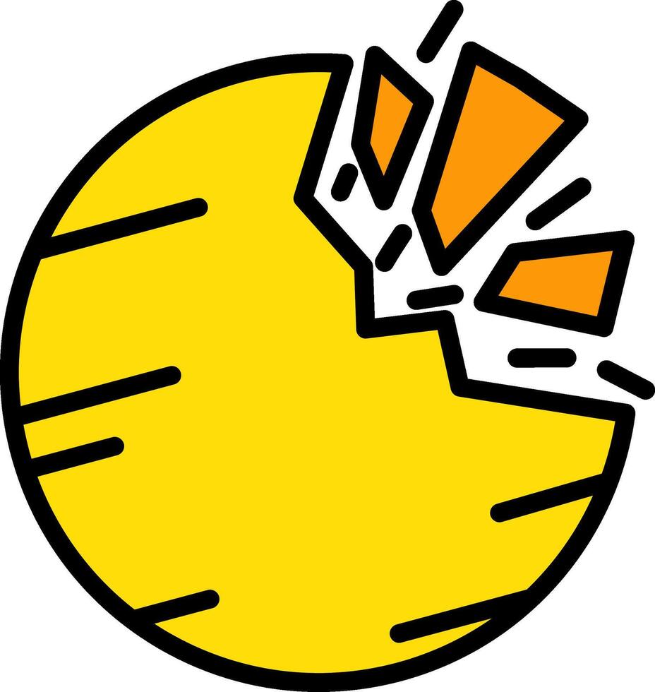 Destroyed Planet Line Filled Icon vector