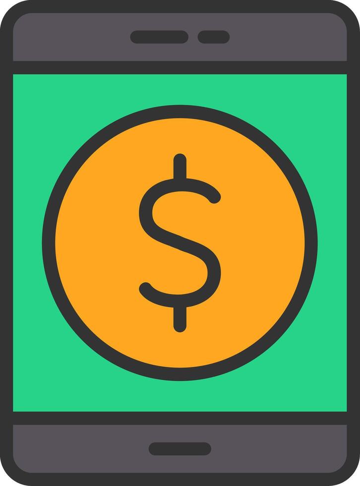 Online Money Line Filled Icon vector