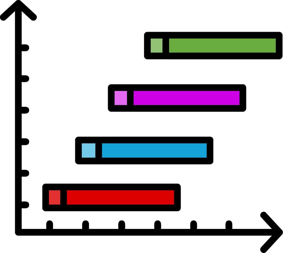 Horizontal Bars showing Progress Line Filled Icon vector