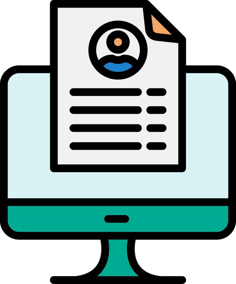 Online Resume Line Filled Icon vector