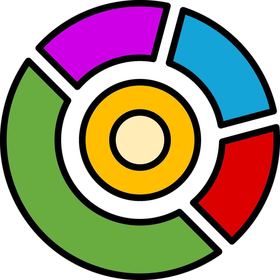 Marked Donut Chart Line Filled Icon vector