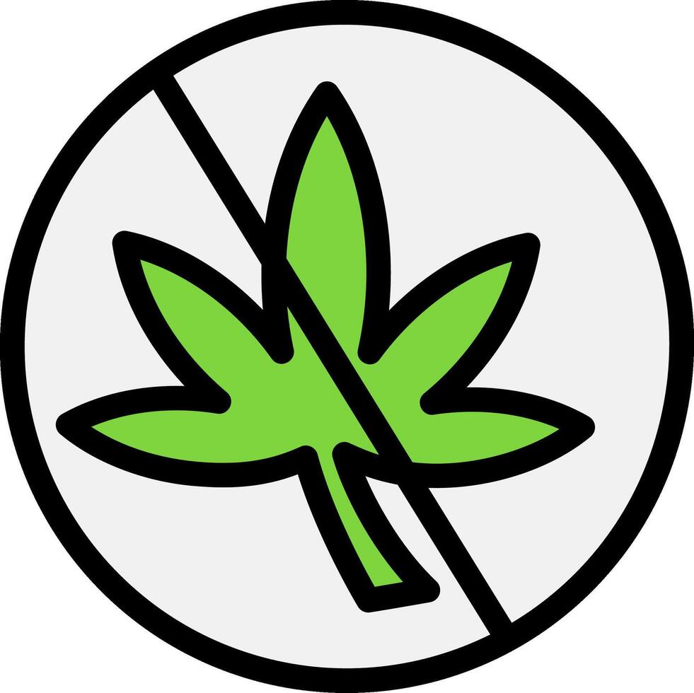 No Weed Line Filled Icon vector