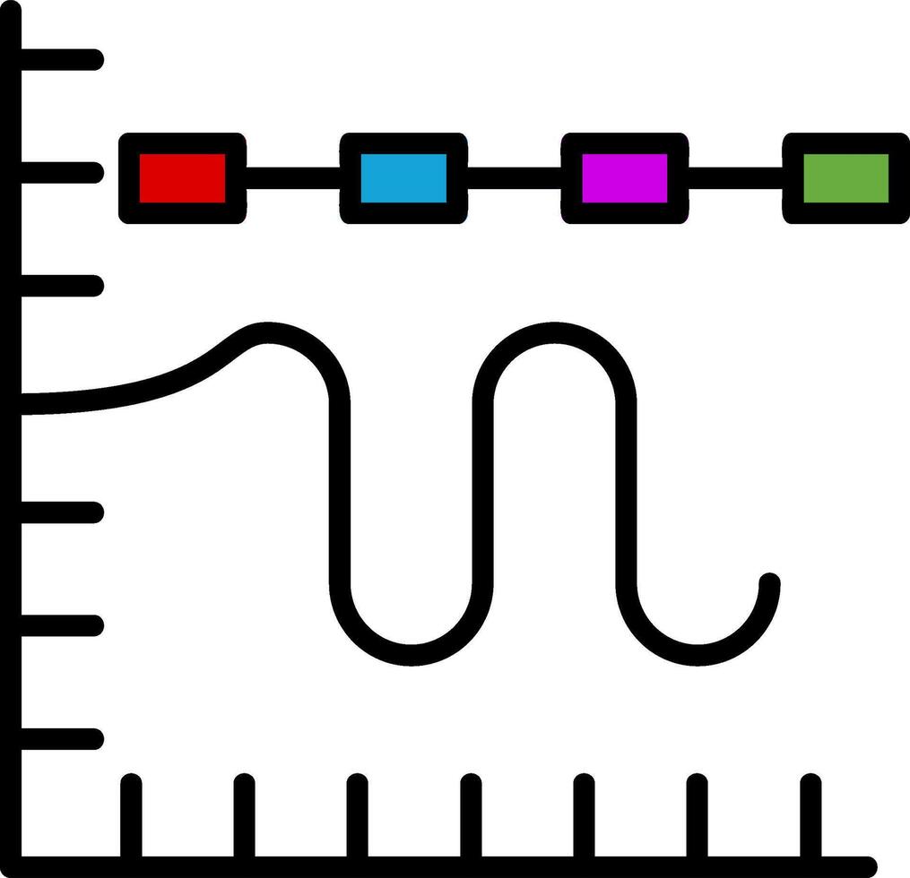 Multiple Trend Chart Line Filled Icon vector