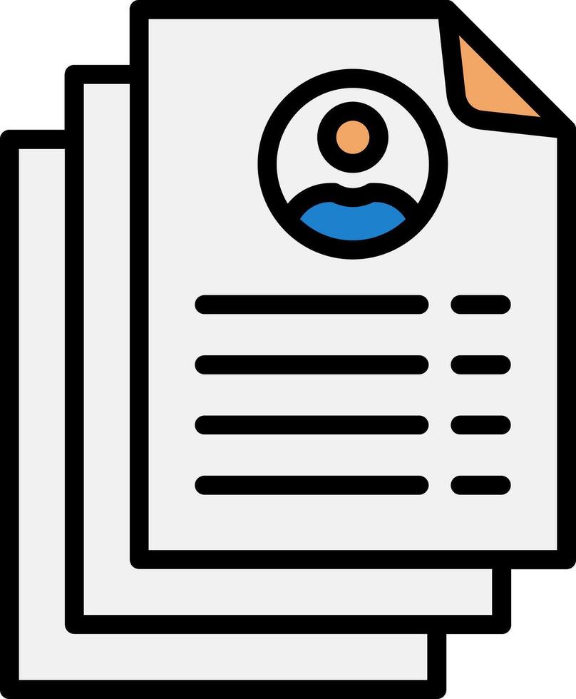 Resume Line Filled Icon vector