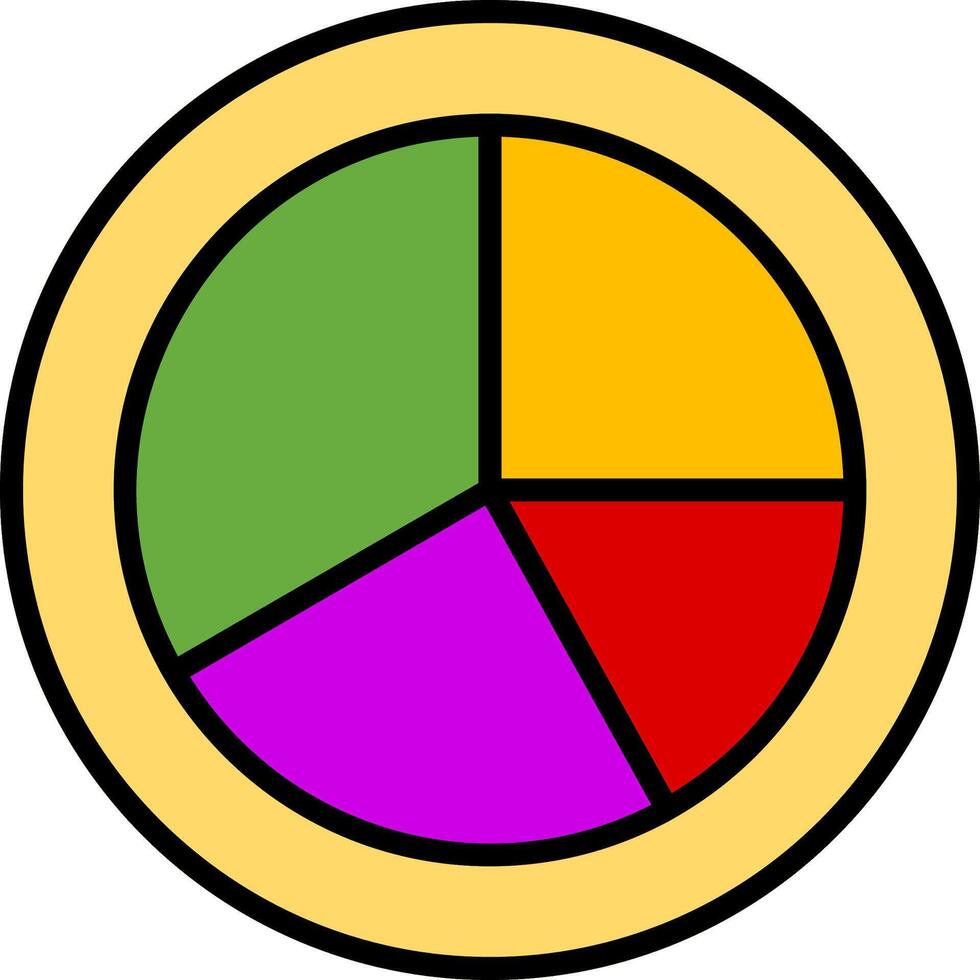 Pie Chart Pieces Line Filled Icon vector