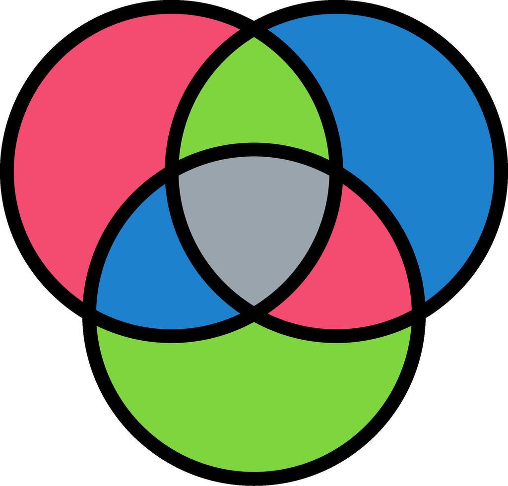 Venn Diagram Line Filled Icon vector
