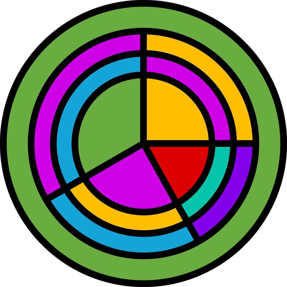 Radar Pie Chart Line Filled Icon vector