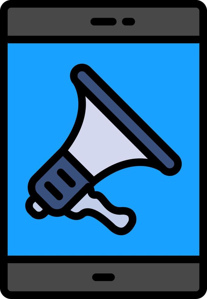 Mobile Marketing Line Filled Icon vector
