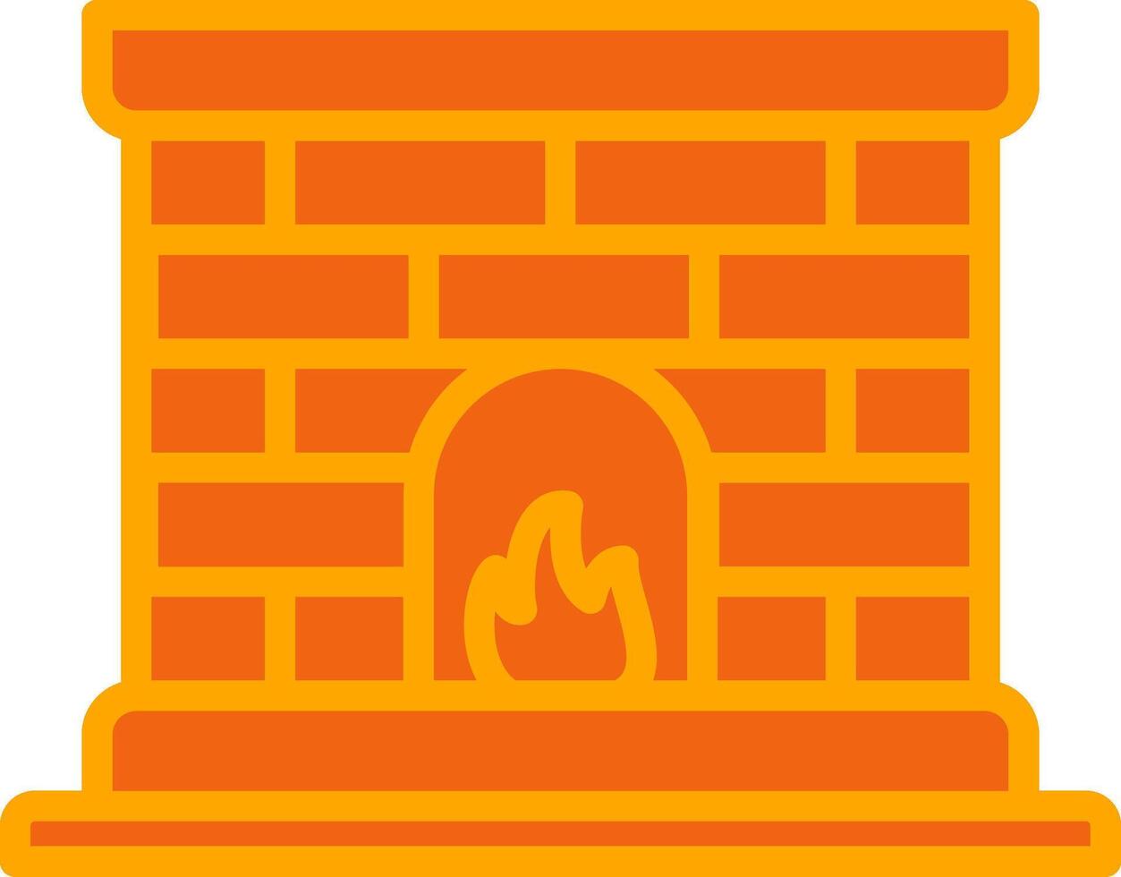 Fireplace Oranage Filled Icon vector