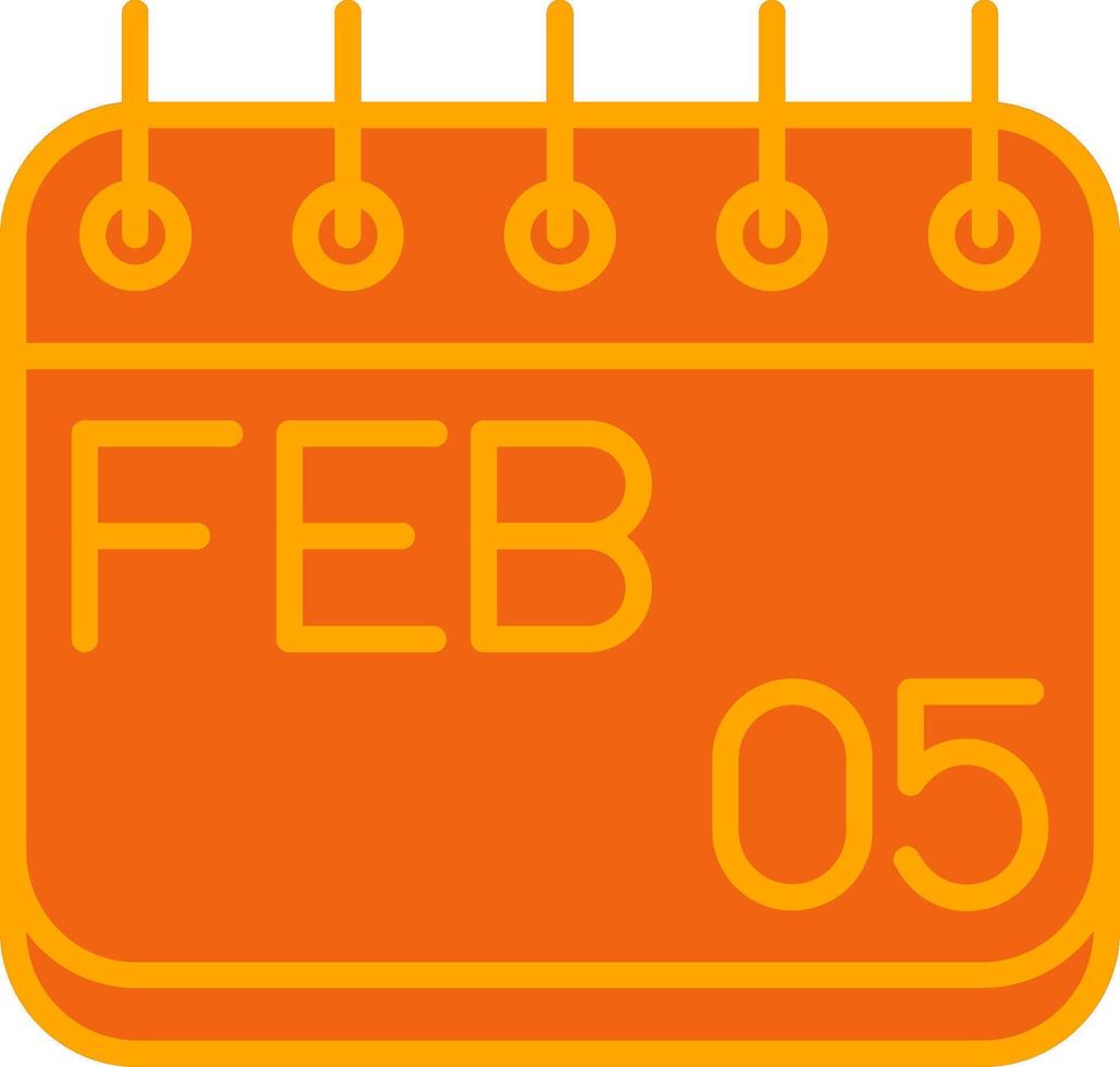 Februray Oranage Filled Icon vector