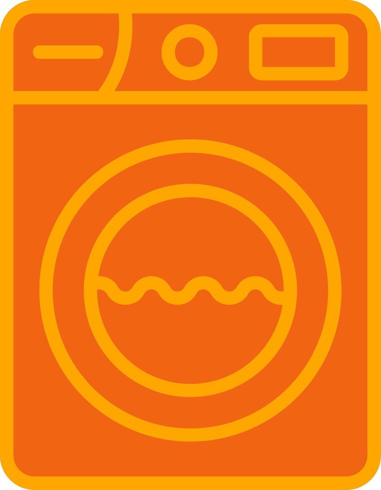 Washing Machine Orange Filled Icon vector