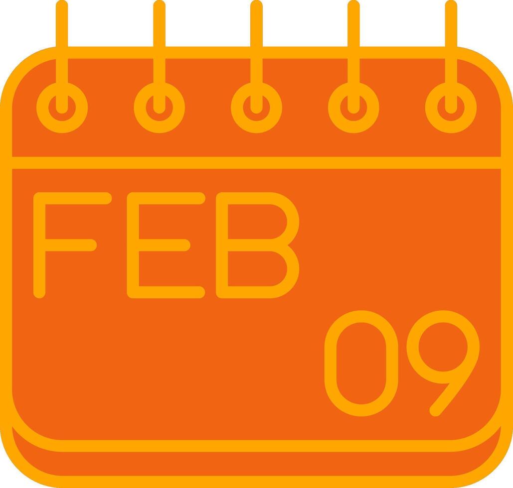 Februray Oranage Filled Icon vector