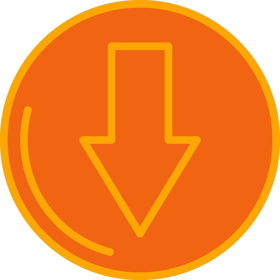 down arrow Oranage Filled Icon vector