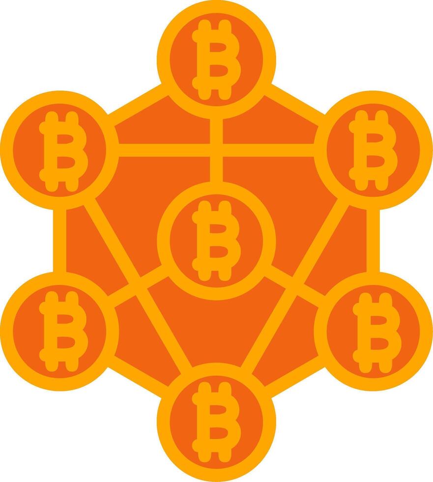 Blockchain Oranage Filled Icon vector