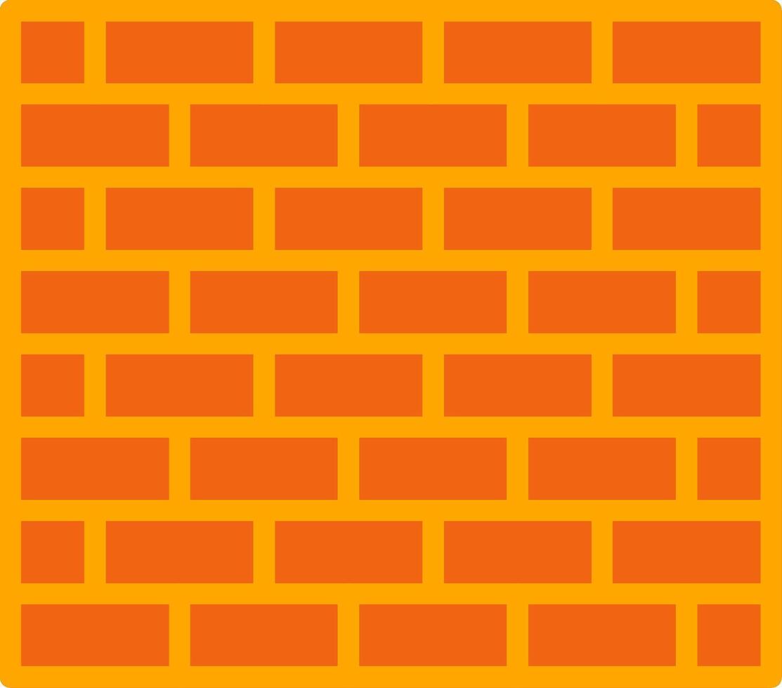 Brick Wall Oranage Filled Icon vector