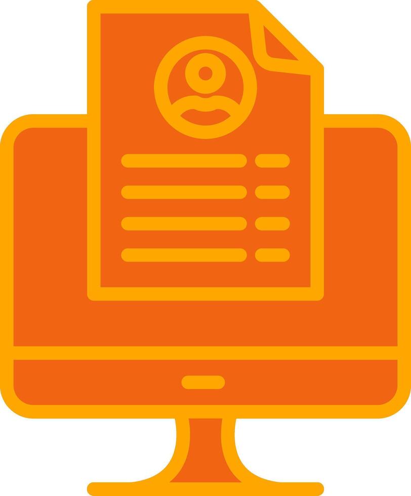 Online Resume Oranage Filled Icon vector
