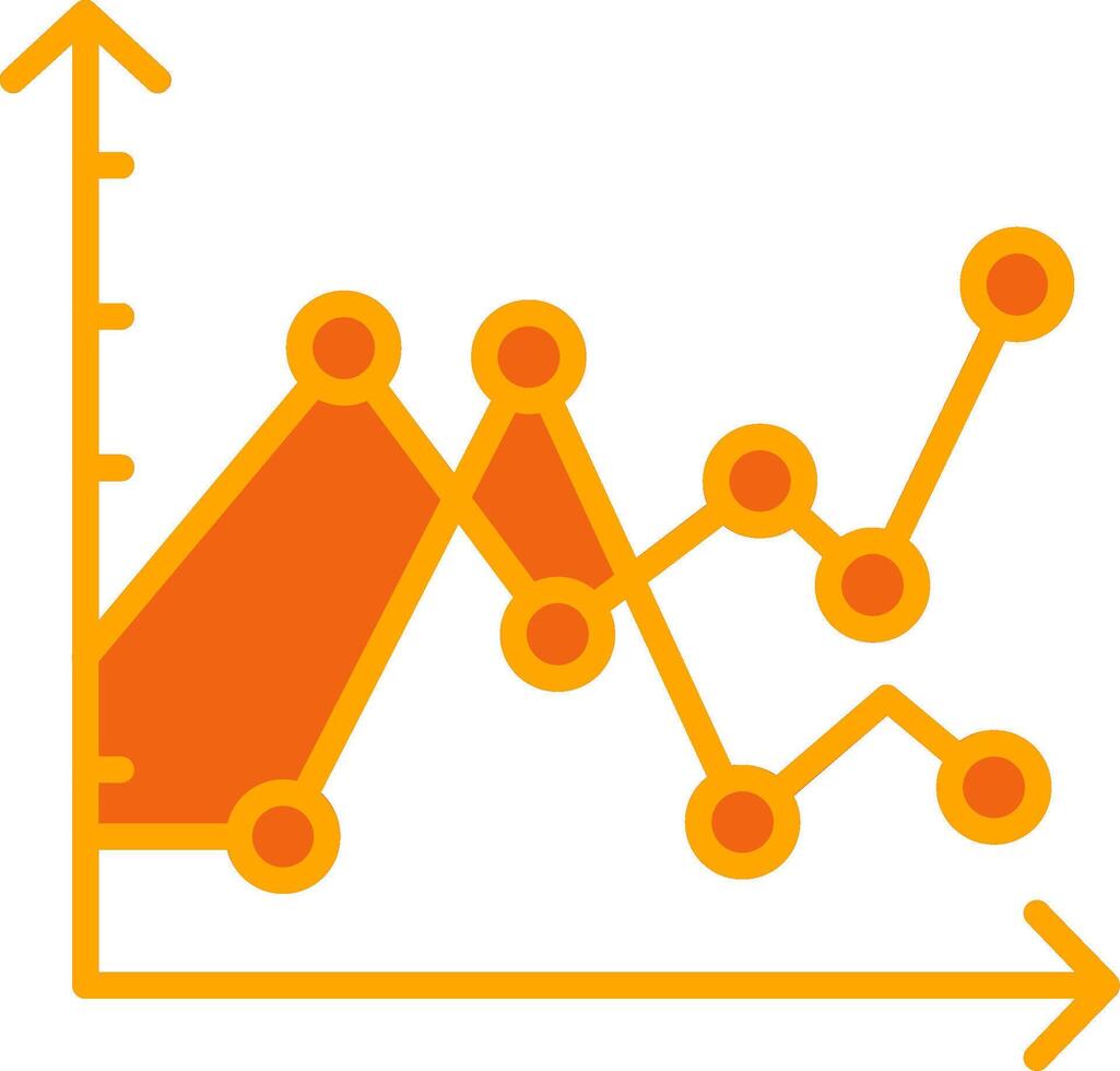 Multiple Line Graph Oranage Filled Icon vector