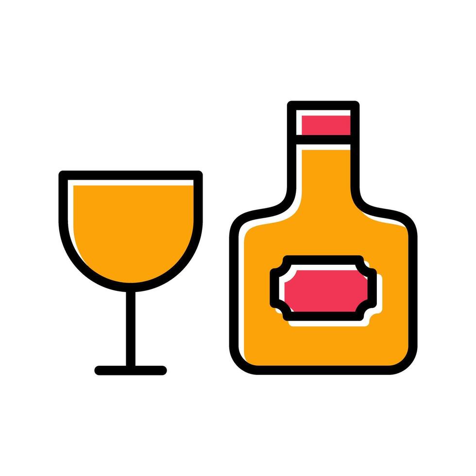 Wine Bottle and Glass Icon Design vector