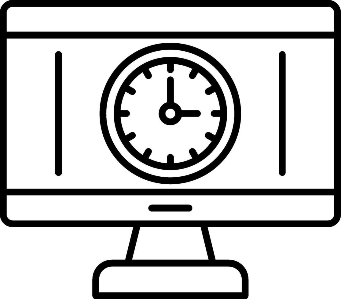 A computer monitor with a clock on it vector