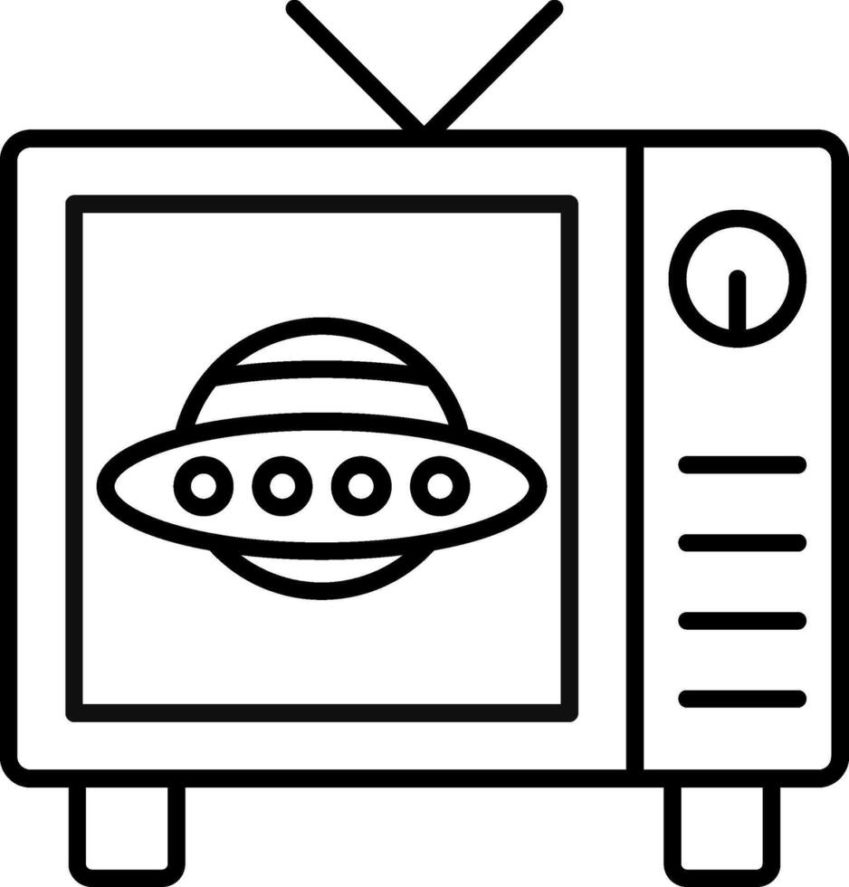 An outline of a television with an alien on it vector