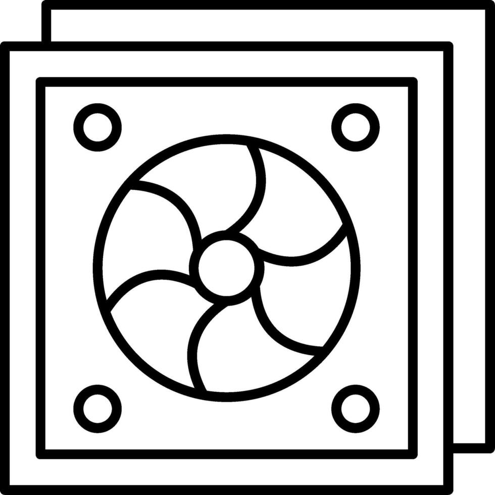 A black and white drawing of a fan vector