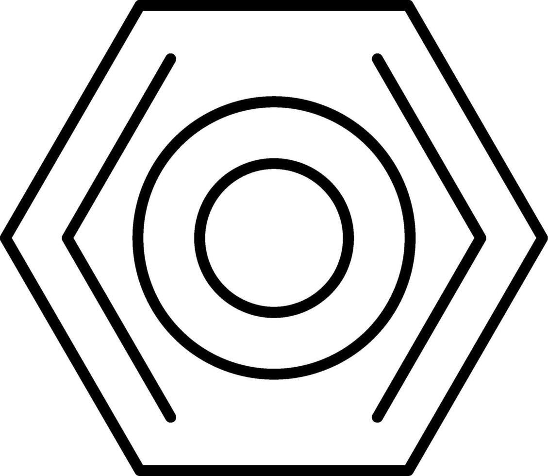 A black and white hexagon with a circle in the center vector