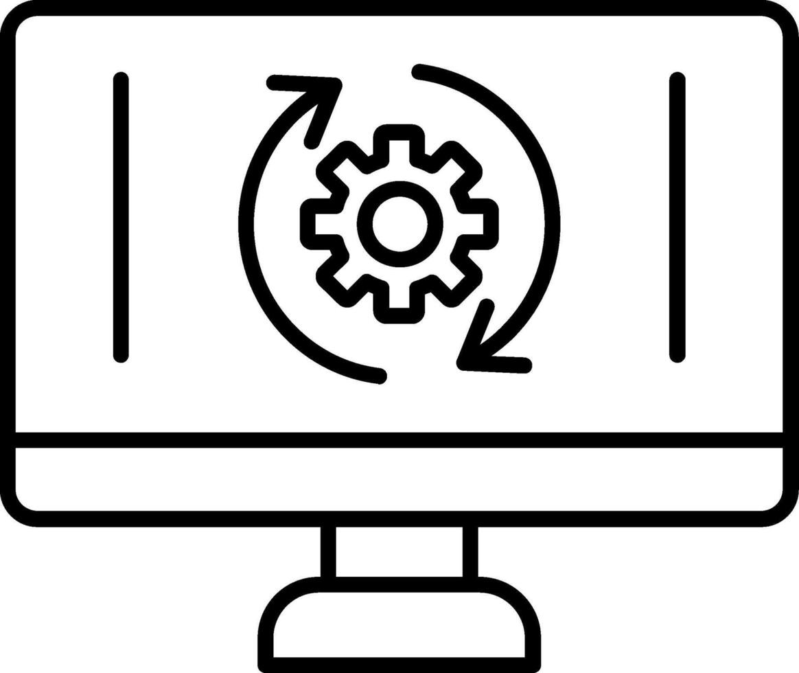A computer monitor with gears on it vector