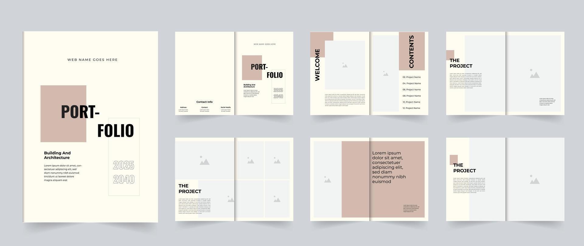 Modern Architecture and interior portfolio layout design or project portfolio template vector