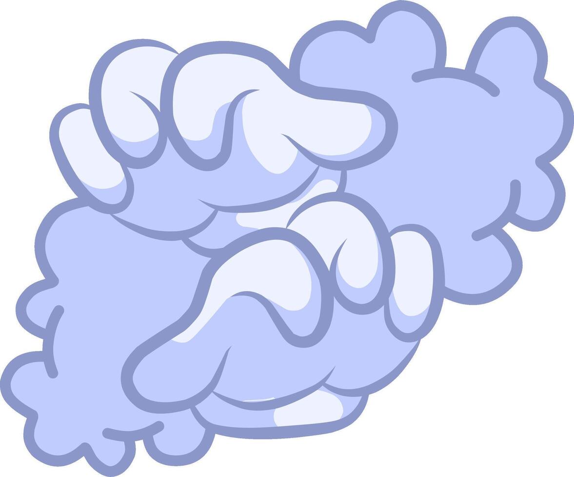 whimsical illustration of two clouds, one white and one baby blue, forming two hands waving in the sky. vector