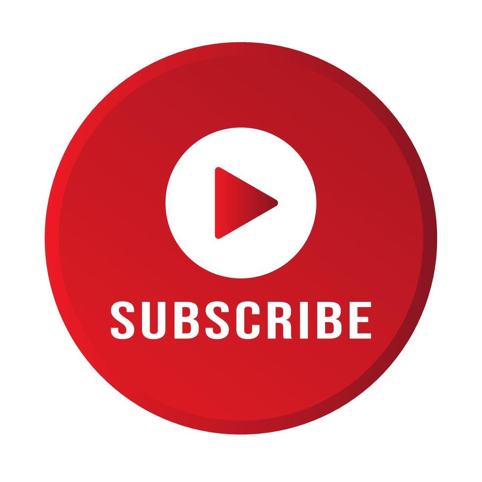 Subscribe button with red circle and white text vector