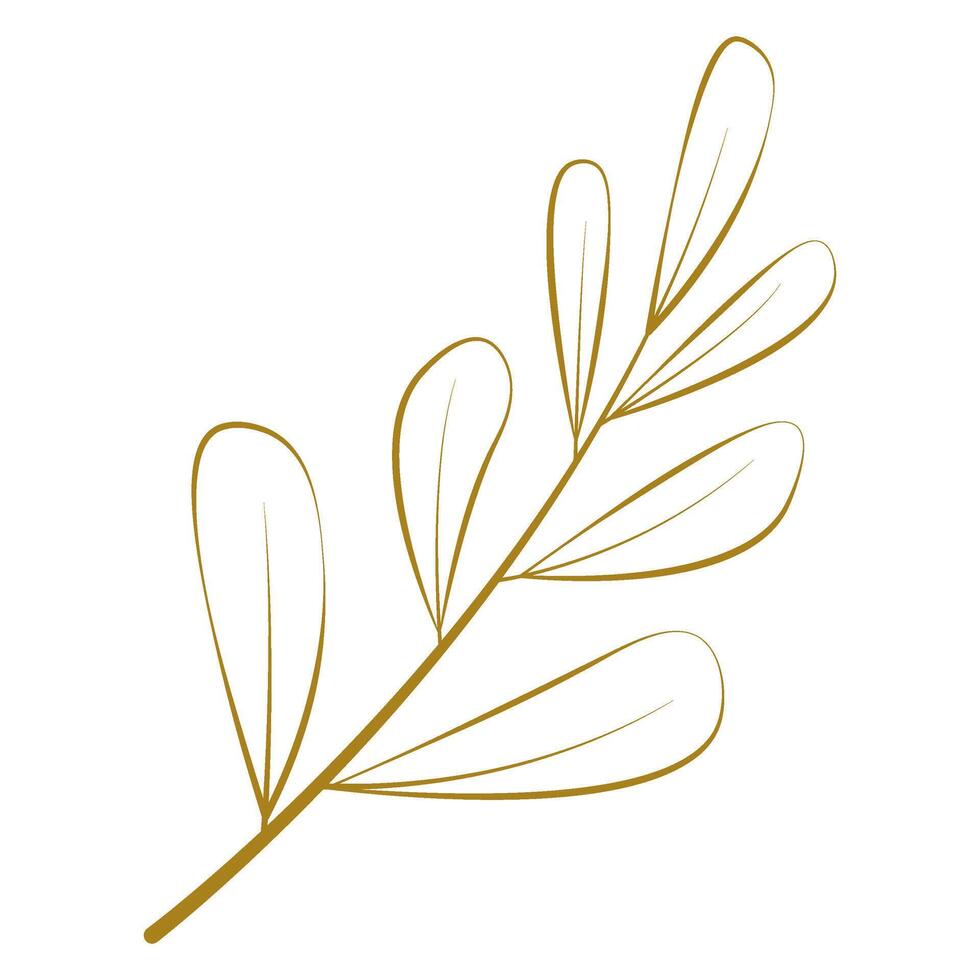 A golden leaf on a white background vector