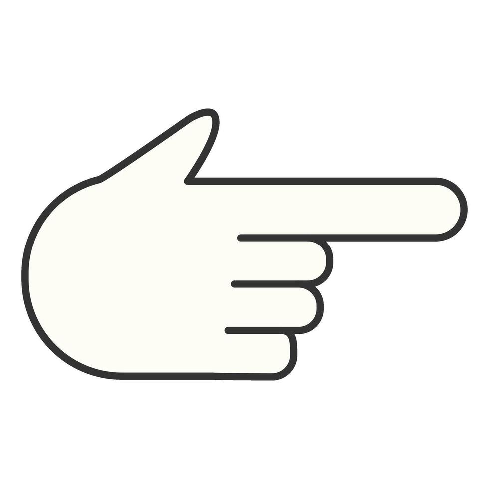 A hand pointing at something on a white background vector