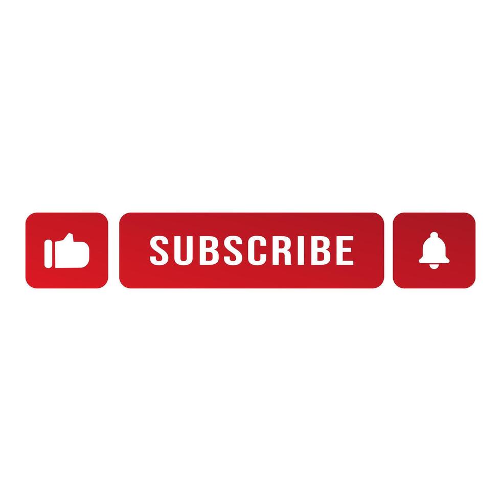 Subscribe button icon, Like icon and bell icon vector