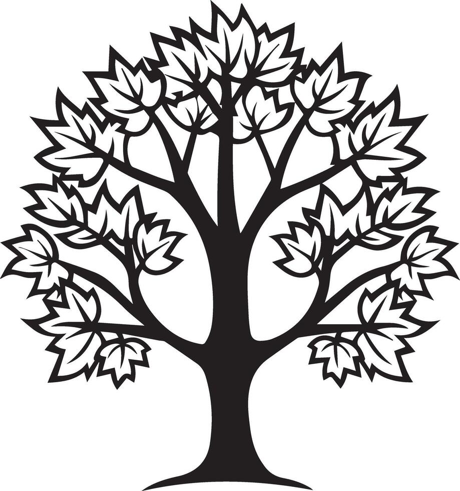Maple Tree Black Outline Icon for Simple and Elegant Environmental Designs vector