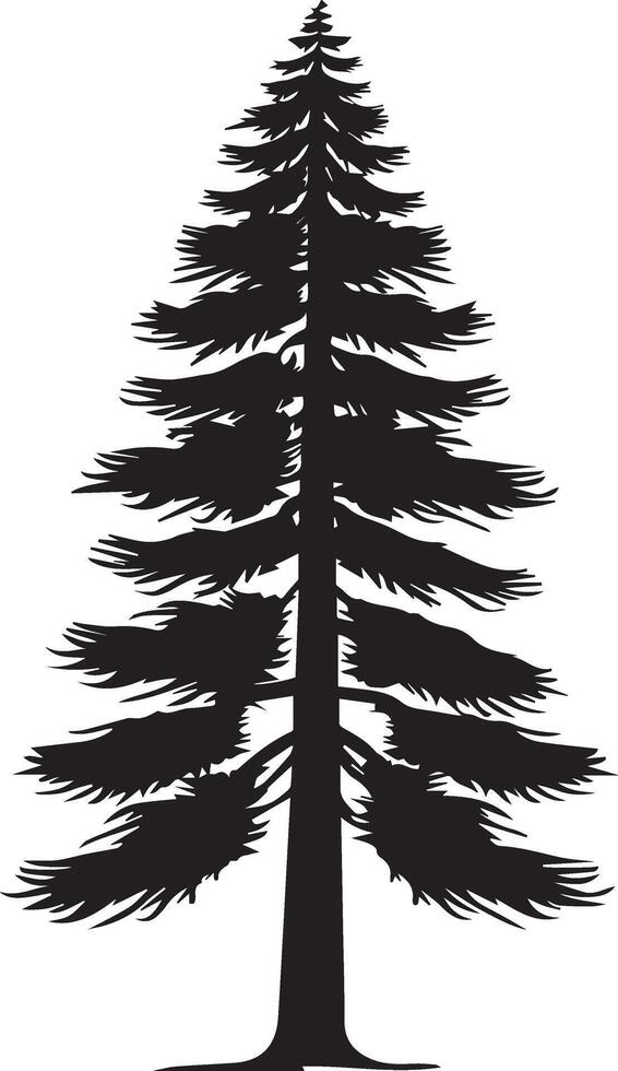 Minimalist Redwood Tree Silhouette Black Icon Ideal for Nature and Organic Designs vector