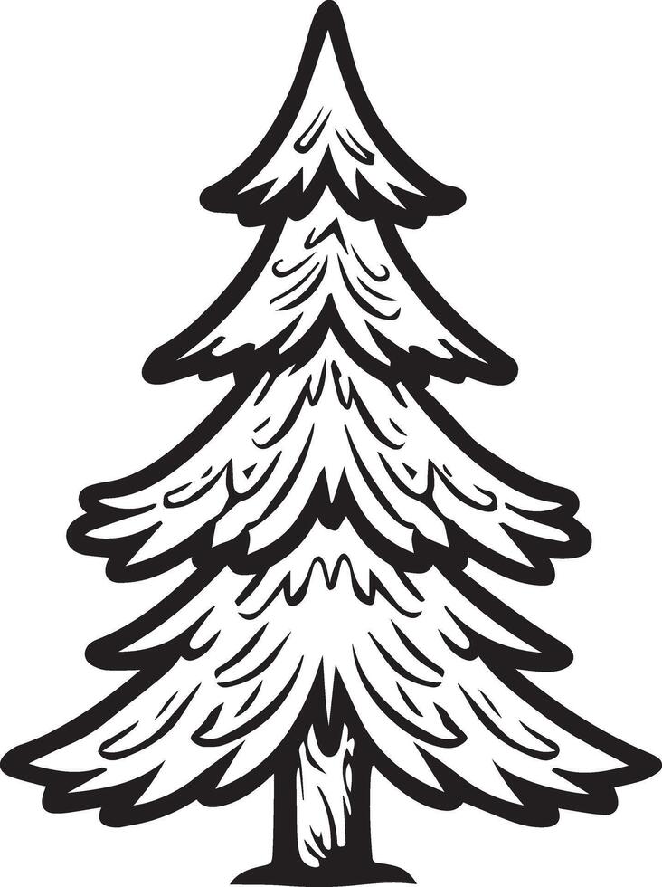 Black Spruce Tree Outline Perfect for Nature Inspired Logos and Digital Projects vector