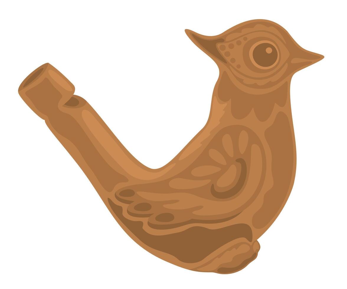 Clay bird whistle. Cute musical toy. isolated illustration vector