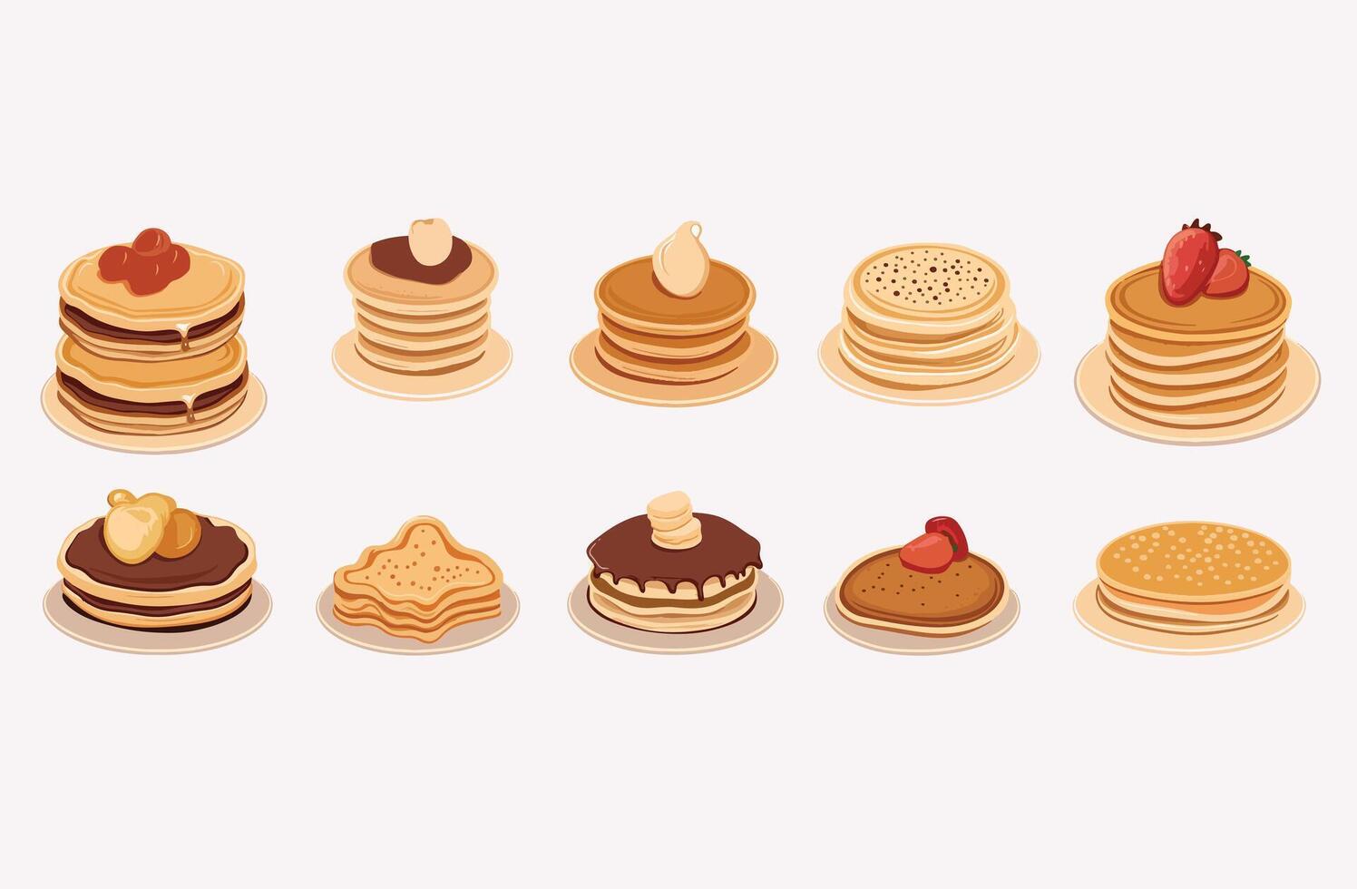 pancakes with different toppings such as berries vector