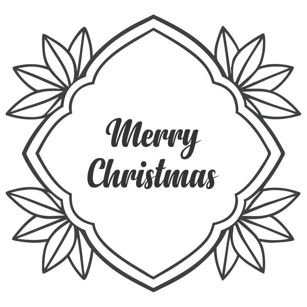 Merry Christmas with floral frame design vector