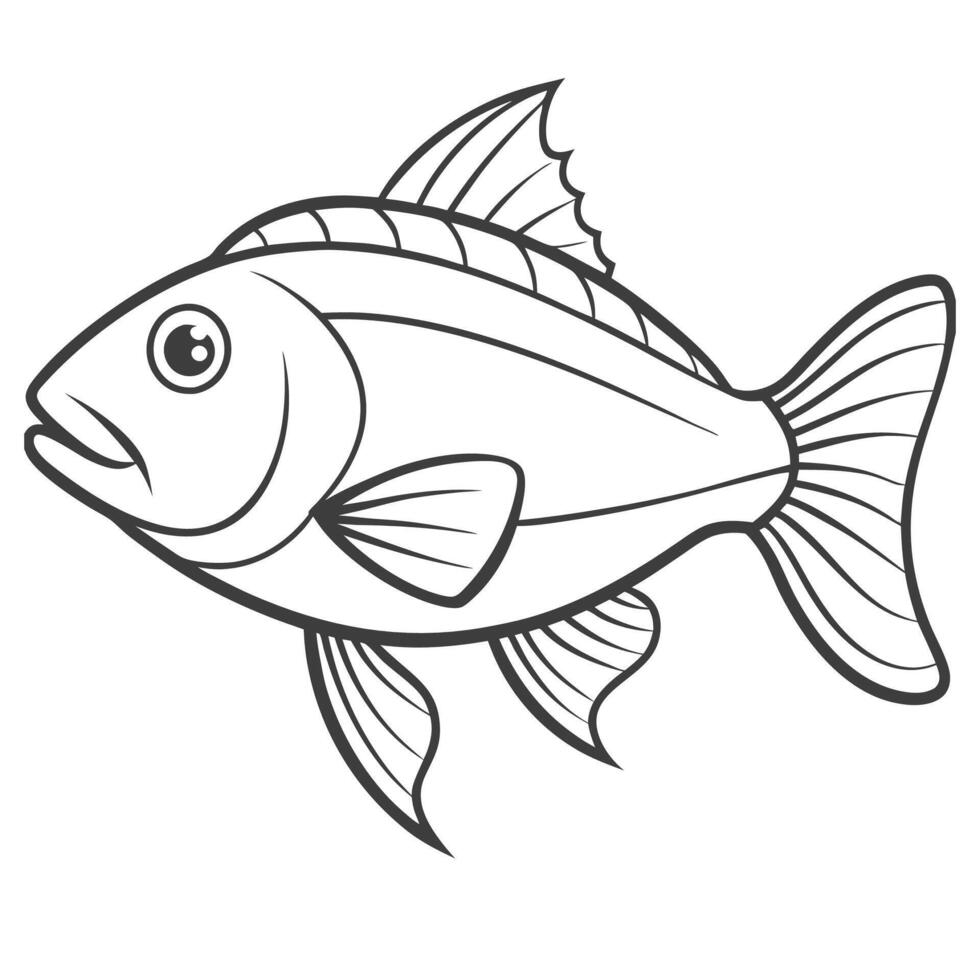 a big fish outline for coloring pages vector
