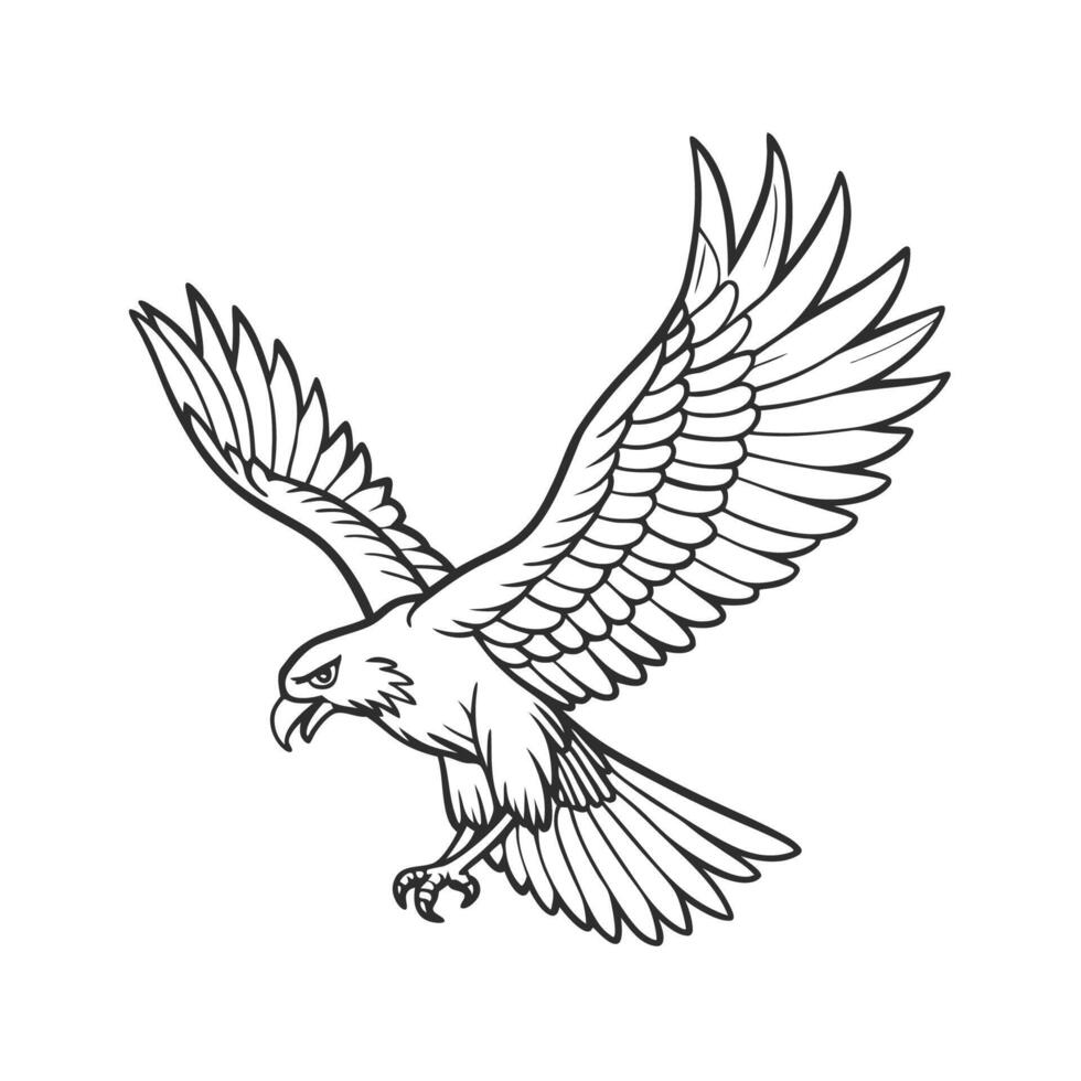 an attractive eagle bird outline vector
