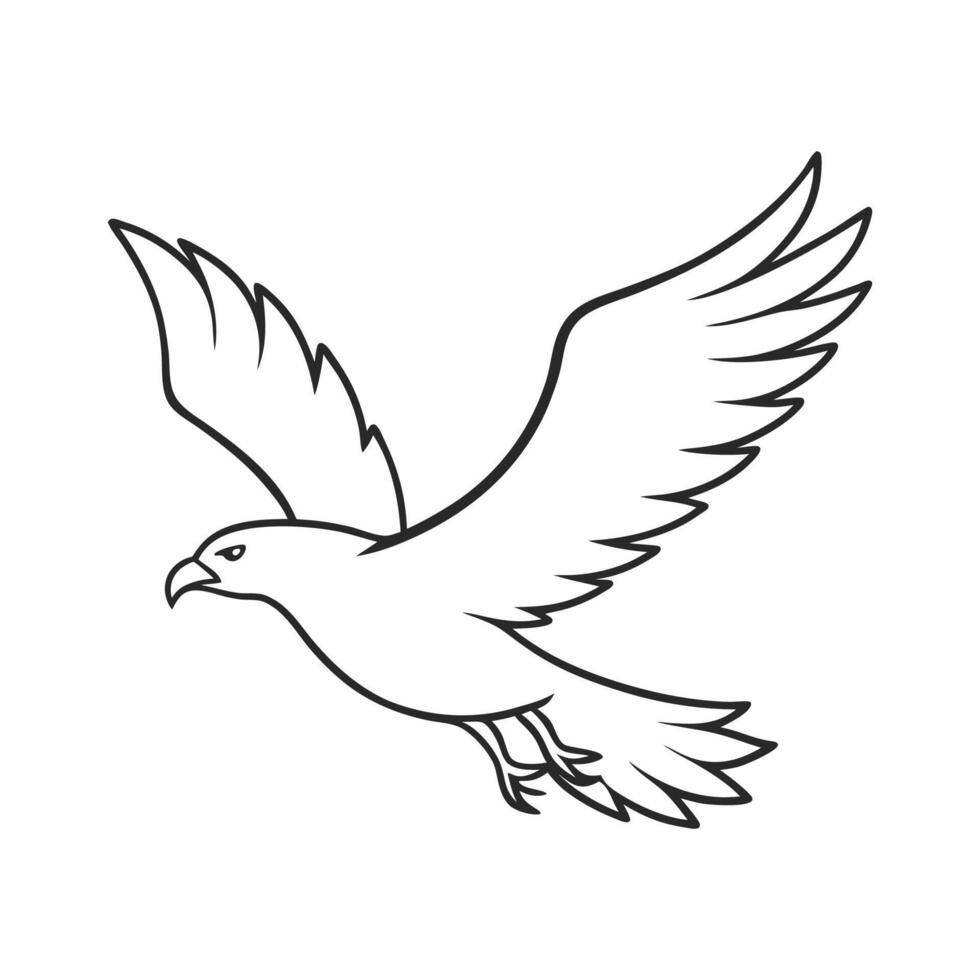 eagle bird outline for kids coloring vector