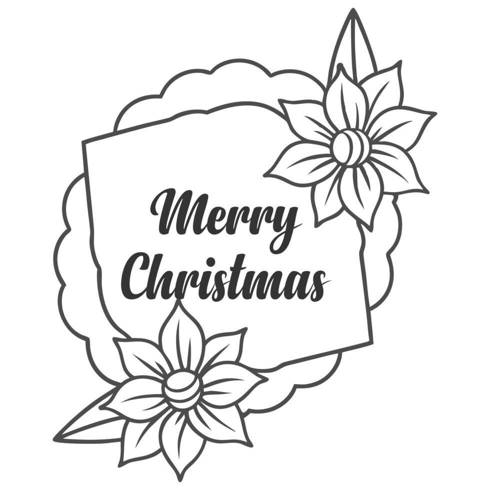 Merry Christmas wish with floral frame design vector
