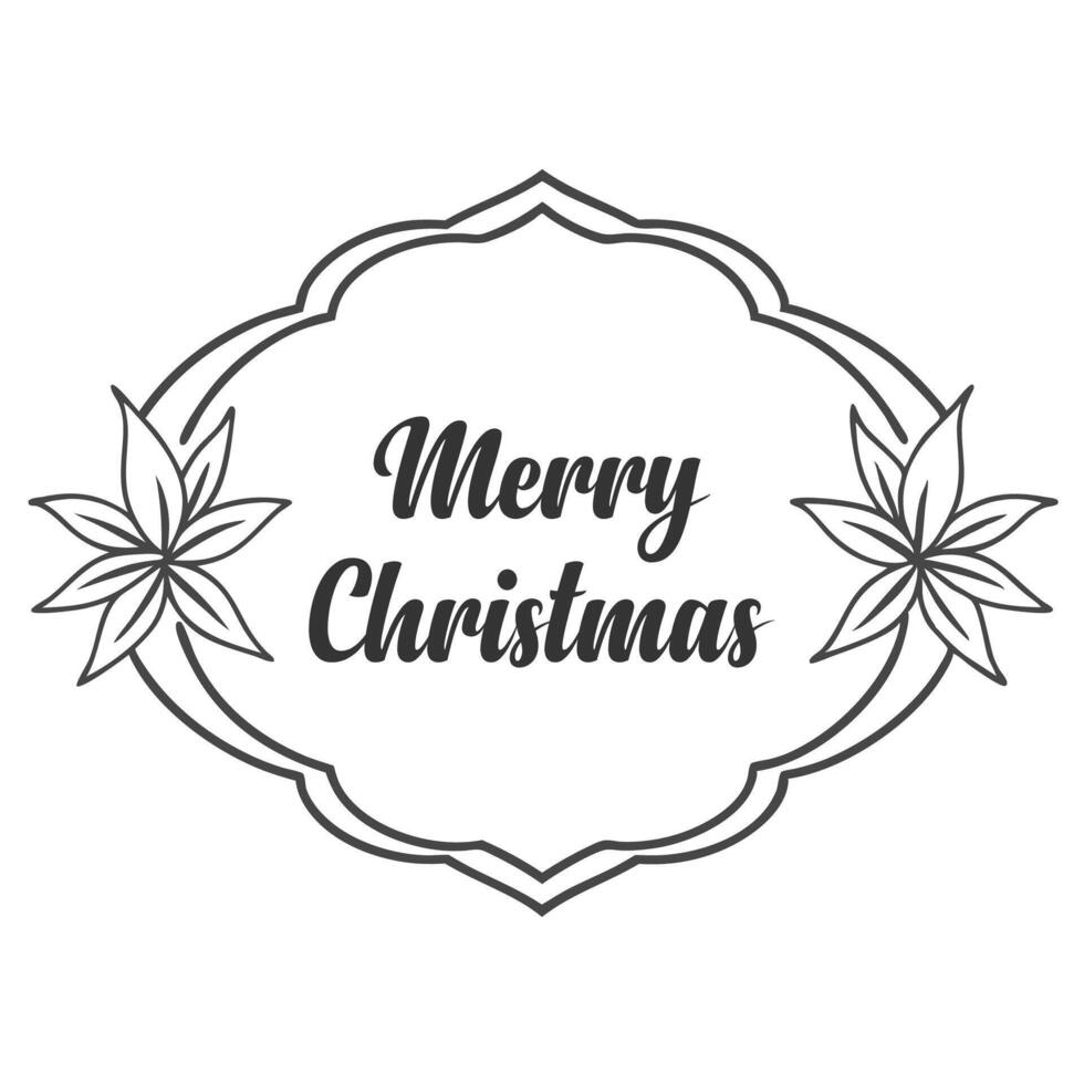 Merry Christmas and floral frame design vector