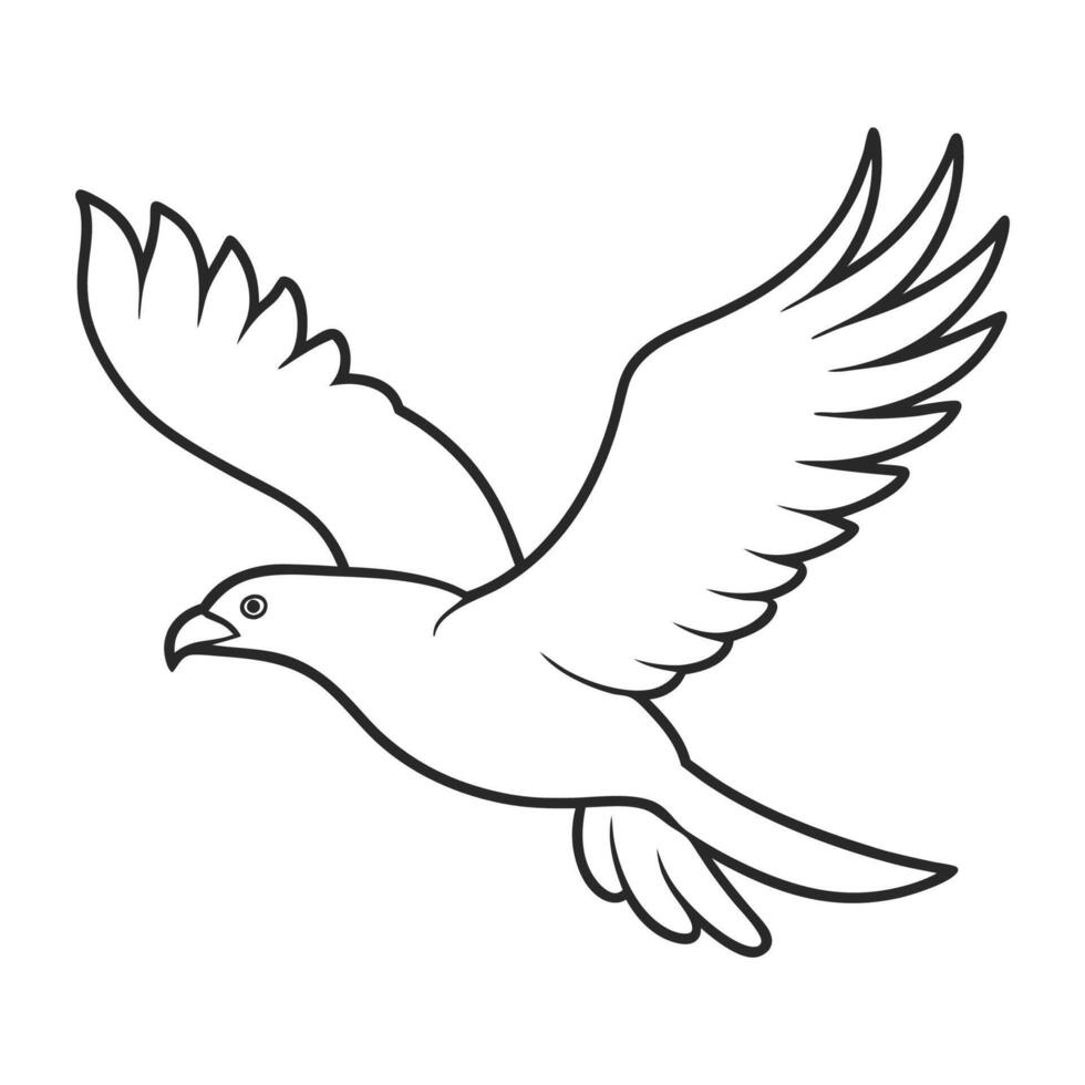 a cute eagle bird outline vector
