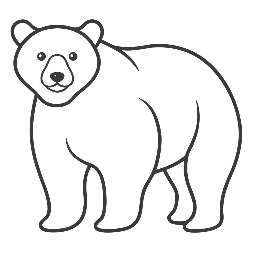 cute bear outline for coloring pages vector