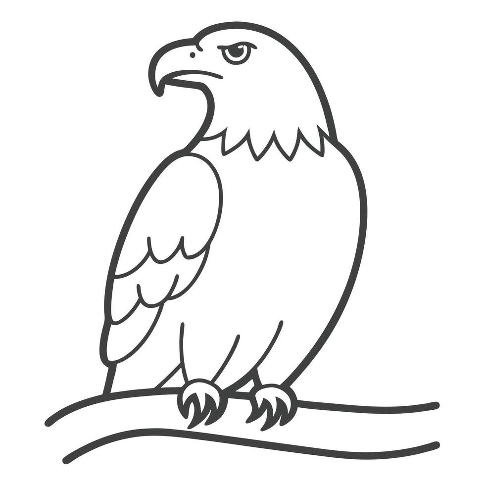 eagle on a branch of a tree out line for children's coloring pages vector
