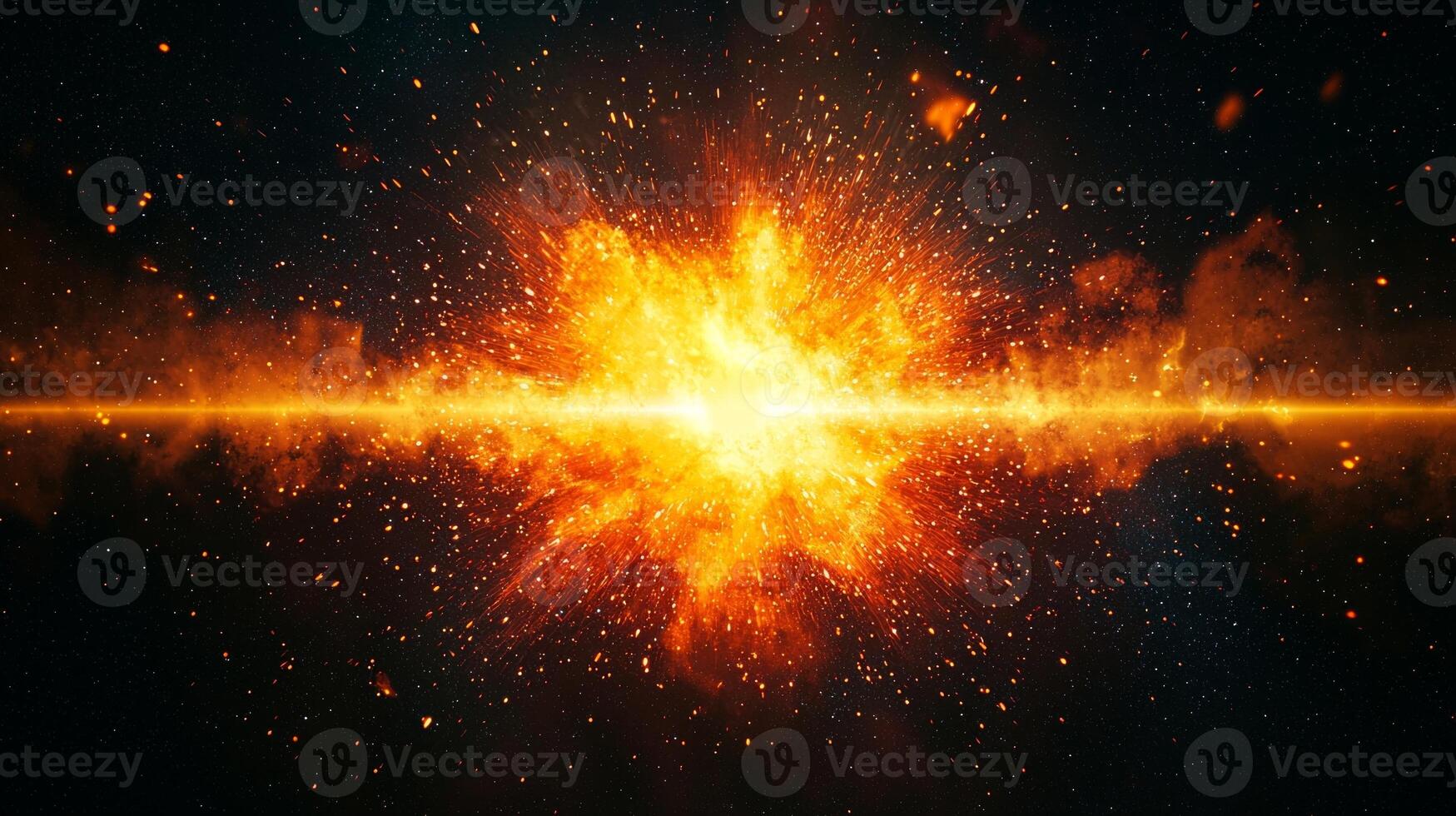 vibrant explosion of red particles bursts outward against a black backdrop, illuminating the space with glowing debris and showcasing a powerful, high-energy release of cosmic beauty. photo