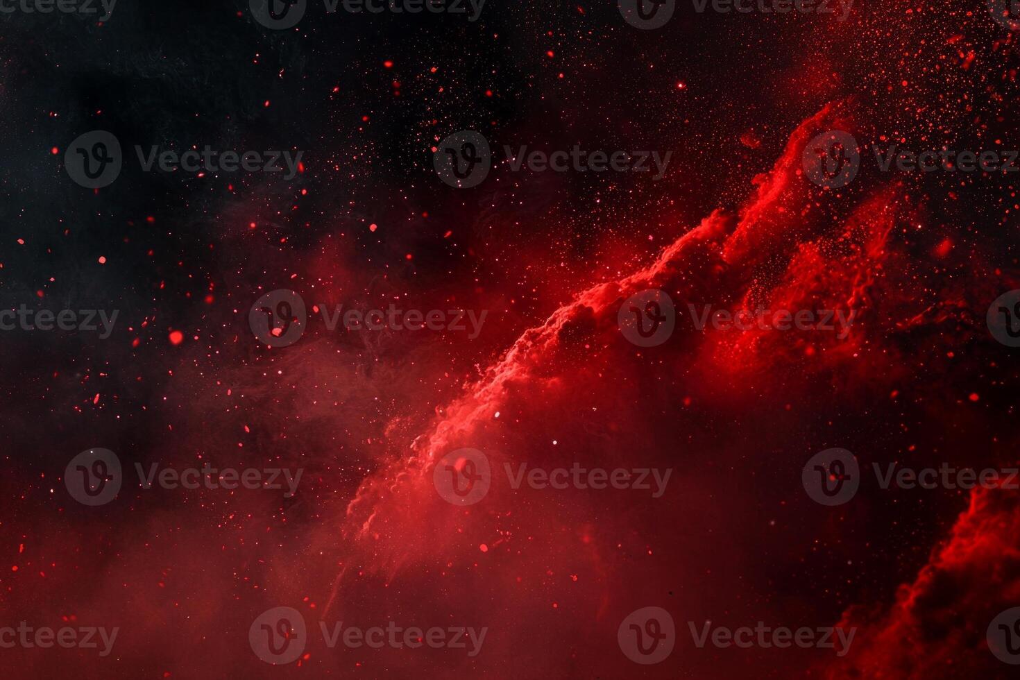 captivating display of red particles erupts from the center, illuminating the dark canvas with intense brightness and mesmerizing trails, simulating a cosmic explosion. photo